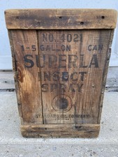 ANTIQUE STANDARD OIL SUPERLA INSECT SPRAY WOOD CRATE picture