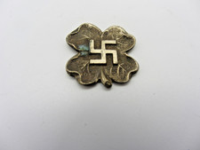 Antique c1910s Four Leaf Clover Good Luck Symbol Badge Pre-1933 Swastika Fylfot picture
