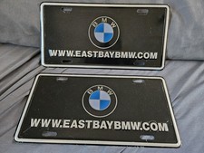 Vintage East Bay CA BMW Matching Pair Vanity Plates Black Stainless Steel  picture