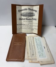 1945 WWII U.S. NAVY HONORABLE DISCHARGE certificate Electricians Mate Plus More picture