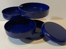 Vintage InterDesign Retro Modern Sleek MCM Swivel Organizer Blue HTF USA picture