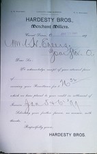 1899 Hardesty Brothers, Canal Dover, Ohio. Note to Charles Ehlers, Zoar Station picture
