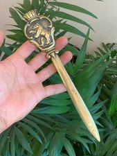 Victoria Antique Large Austrian Bronze Animal Bear Letter Opener Desktop Tool picture