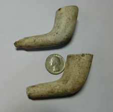 TWO CLAY TOBACCO PIPE BOWL WITH SOME STEM picture