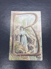 c1910's Couple Romance Large Letter B  Antique Postcard picture