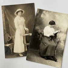 Antique RPPC Real Postcard Photograph Woman One Eye Odd Pittsburgh PA Book Album picture
