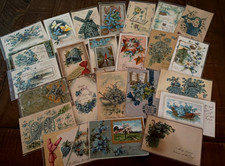 Lot ~25~Antique~Forget Me Not~Flowers~Birthday~Holiday~ Greetings Postcards~s875 picture