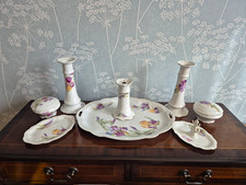 Antique Complete 8 Piece Vanity Set Attr Moritz Zdekauer, Art Nouveau Irises VGC picture