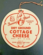 Vintage 1940s Guernsey Maid Cardboard Fan Fan Sign NOS Advertising Dairy Milk picture