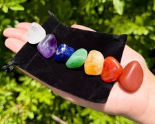 7 Chakra Tumbled Stones & Carry Pouch (Crystal Balancing Set, Crystal Healing) picture