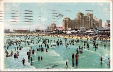 1919 Vintage Postcard Where the Hotels Tower Above the Beach Atlantic City NJ picture