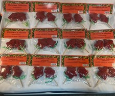 Vintage Fabric Plush 24 Christmas Tree Ornaments Lollipop Style Holly Berry Lot picture