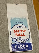 VTG. Kirks Snow Ball All Purpose Bleached Flour 5 Pounds (Tape Mark/Read) picture