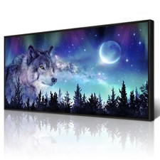 Wapluam Black Framed Canvas Wall Art Wolf 20