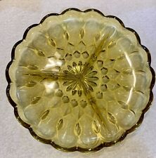 VINTAGE ANCHOR HOCKING FAIRFIELD AMBER GLASS 3 PART DIVIDED RELISH TRAY picture