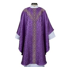 Monreale Collection Semi Gothic Chasuble Elegant Brocade Design Church Vestment picture