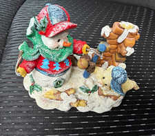 Resin Christmas Snowman Figurine Multicolor 3D Effect Matte Finish Snow Scene picture