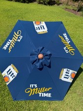 MILLER LITE UMBRELLA It's Miller Time 7x6' Foot Patio Style Huge Beach BRAND NEW picture