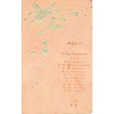 Antique 1888 Hotel French Lima Ohio Banquet Menu Embossed Birds picture