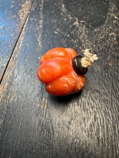 Natural Nanhong Agate Pumpkin Bead Pendant | Hand Carved Red Agate Guru Bead | picture
