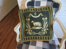 FRENCH Petit Point Sheep Needlepoint Pillow Aubusson Style Pillow Cover 18x18 picture