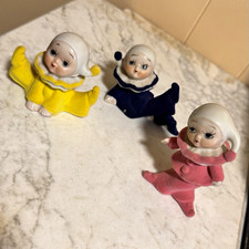 Vintage TOMA Porcelain Pierrot Clown Figurines Set of 3 picture