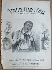 Antique Civil War Song Sheet Music Poor Old Joe Christy Minstrels Negro 1850s picture