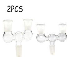 2PCS 3-in-1 14mm Glass Reclaim Adapter 14M to 14F Triple Bubble 3 Way Connector picture