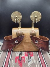 Vintage Vaquero Style Brass Spurs Signed LBB With Straps picture
