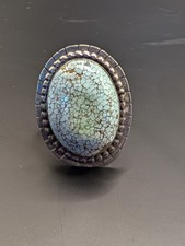 Vintage Indigenous #8 Spiderweb Turquoise Sterling Silver By Gabby Jurado Sz 10 picture