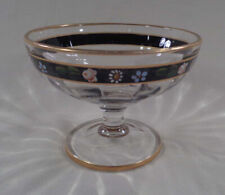 Vintage Sherbet Glass with Hand Enamel Painted Flowers & 24k Gold Trim picture