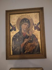Vintage Our Lady of Perpetual Help Framed Catholic Religious Icon Print Gold picture