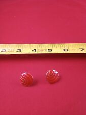  Vintage Gold Tone Red Backdrop Retro Glam Pair Pierced Earrings *179-C picture