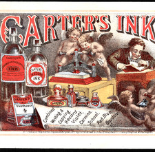Carters Ink - RARE - 1872 Bottle Display Ad Fantasy Victorian Trade Card SR.M.ci picture
