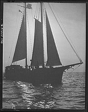 Photo:1930s Sailboat Schooner at Sea Tall Sails Sailing Ship picture