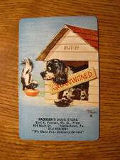 MID 1900'S VINTAGE PLAYING CARD SWAP COUPON BUTCH DOG, QUARANTINED picture