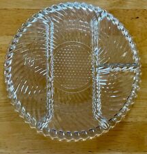 Vintage Indiana Glass Ribbed 4 Part Divided Scalloped Edge Relish Dish Tray 10” picture