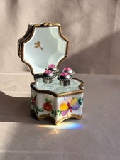 LIMOGES BOX PERFUME COFFRET HAND PAINTED WITH BUTTERFLIES AND FLOWERS picture