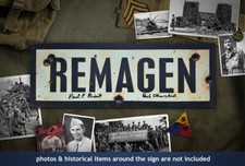 Remagen 1945 sign and 9th Armored M4A3 Sherman art autographed by WWII heroes picture