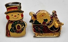 Vtg 1978 1979 Centenia Christmas Enamel Lapel Pins Lot Snowman Santa Sleigh 1
