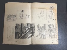 Vintage Original Pencil Concept Art Sketch Sheet Noir Action Crime Illustration picture