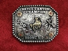 X~Treme Rodeo Champion☆Bronc Riding☆2001☆ TROPHY BUCKLE☆Bryce Canyon☆RARE☆882 picture