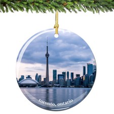 Toronto Ontario Canada Christmas Ornament Porcelain Double Sided 2.75 Inches picture