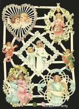 German Embossed Vintage Style Scrap Die Cut- Christmas Easter Angels EF7353 picture