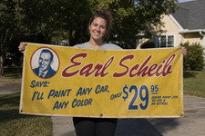 Earl Scheib Vinyl Banner 4x10' Vintage Car Garage Banner Auto Shop Wall Decor picture