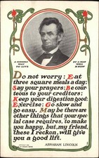 Patriotic Abraham Lincoln Quote Portrait Vintage Postcard picture
