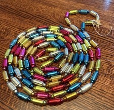 Vtg Japan Mercury Glass Rare Lantern Bead Garland 106” Multi Color 1930s 50’s picture