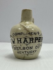 Antique I W Harper Nelson Co Kentucky Whiskey Stoneware Mini Jug Advertisement picture