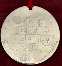 Nambé Nambe TAOS PUEBLO Christmas Ornament Lissi Ortiz Vntg Dated 1989  picture