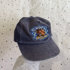 Vintage Camel Cigarettes Corduroy Snapback Hat Blue Joe Camel Faded picture